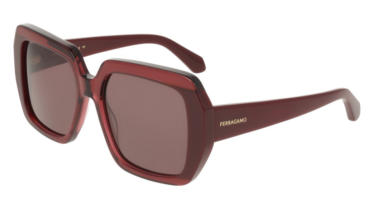 Sunglasses Salvatore Ferragamo SF2081S (654) color opaline red/burgundy shape rectangle lenses solid dark wine