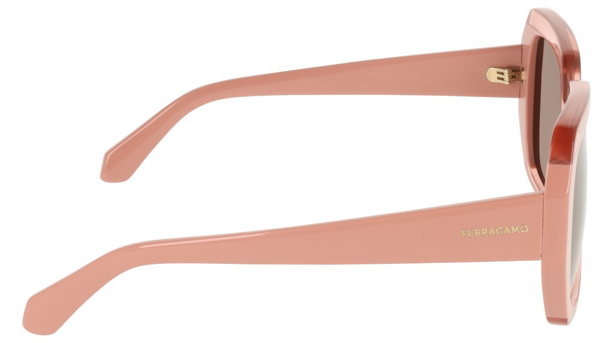 Occhiali da sole Salvatore Ferragamo SF2081S (668) colore transparent rose/pink forma rettangolare lenti solid brown