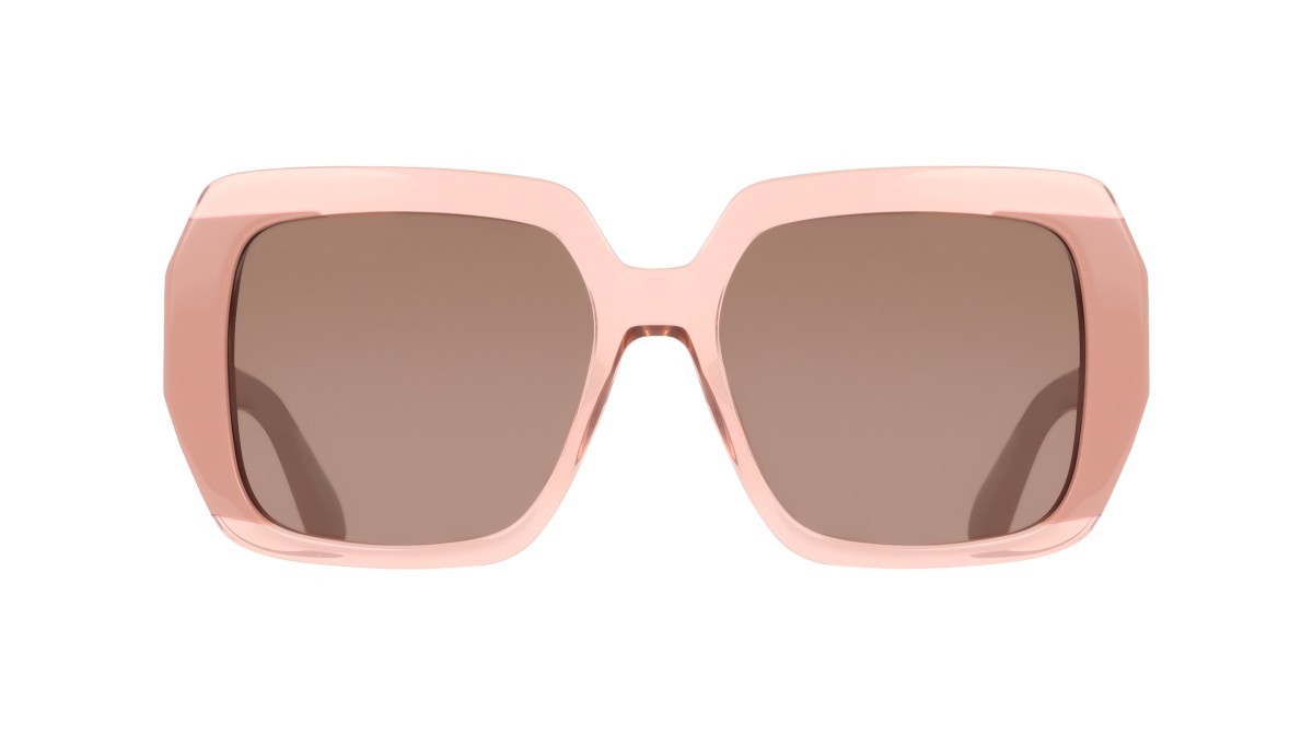 Occhiali da sole Salvatore Ferragamo SF2081S (668) colore transparent rose/pink forma rettangolare lenti solid brown