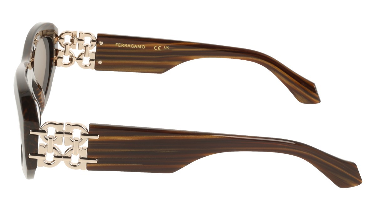 Occhiali da sole Salvatore Ferragamo SF2082SE (223) colore tiger eye forma ovale lenti solid brown
