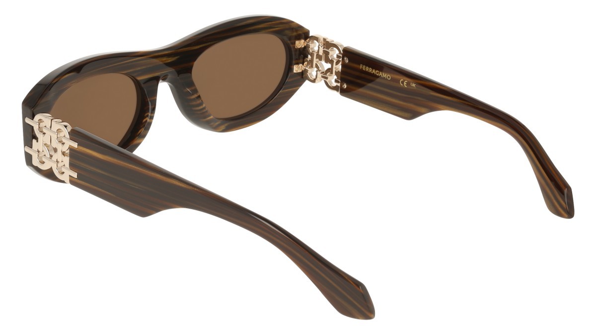Occhiali da sole Salvatore Ferragamo SF2082SE (223) colore tiger eye forma ovale lenti solid brown