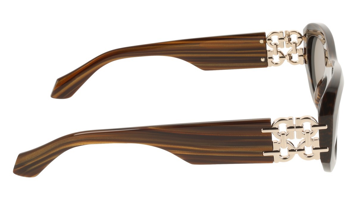 Occhiali da sole Salvatore Ferragamo SF2082SE (223) colore tiger eye forma ovale lenti solid brown