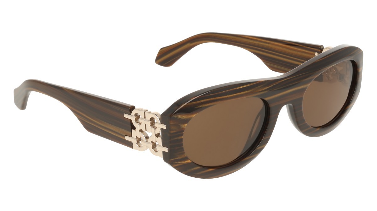 Occhiali da sole Salvatore Ferragamo SF2082SE (223) colore tiger eye forma ovale lenti solid brown