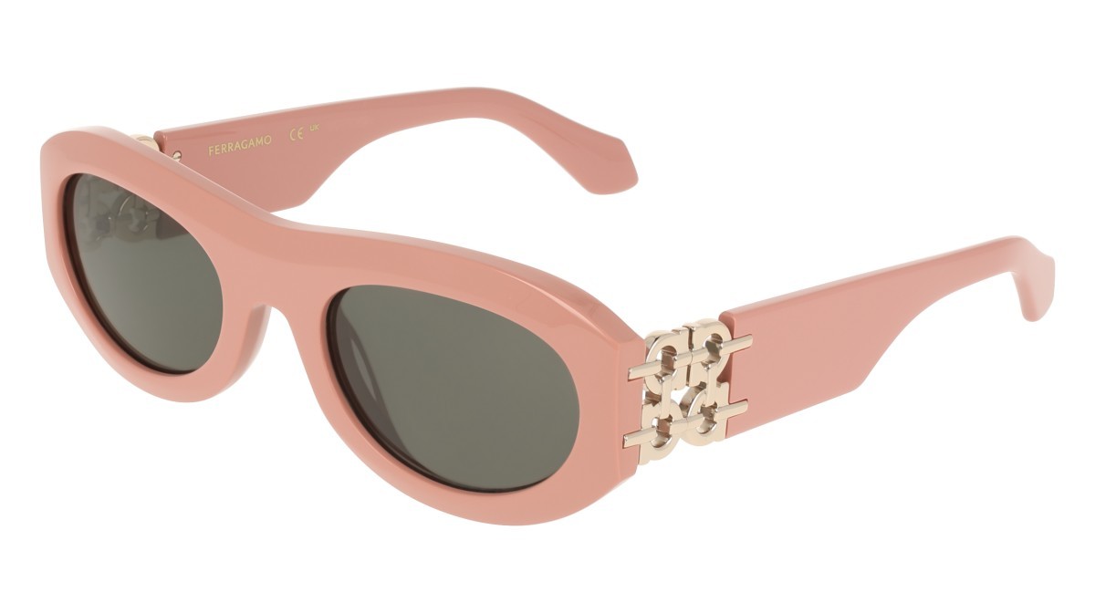 Sunglasses Salvatore Ferragamo SF2082SE (667) color rose shape oval lenses solid grey