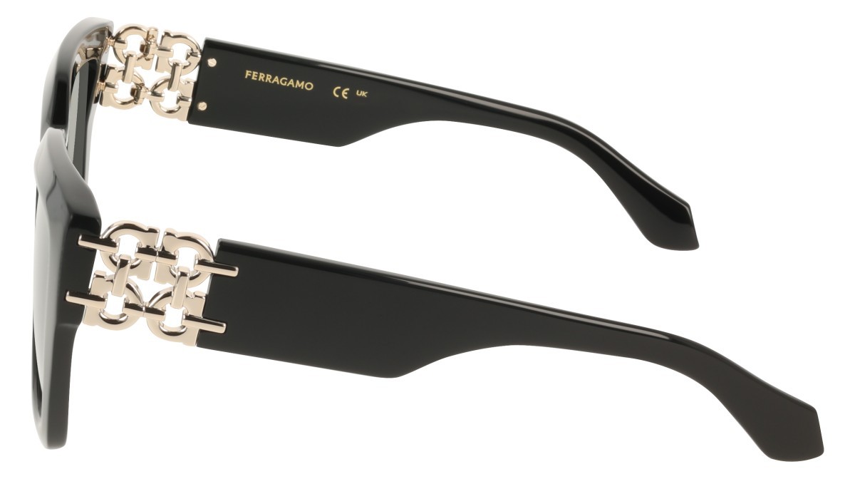 Sunglasses Salvatore Ferragamo SF2083SE (001) color black shape rectangle lenses solid grey