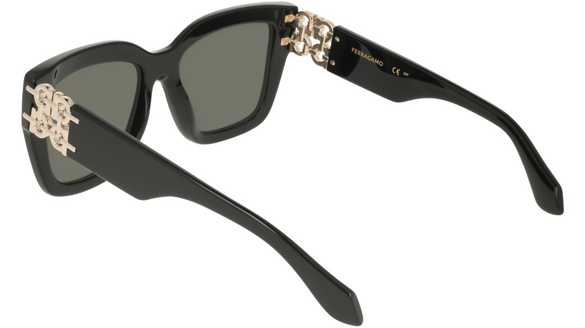 Sunglasses Salvatore Ferragamo SF2083SE (001) color black shape rectangle lenses solid grey