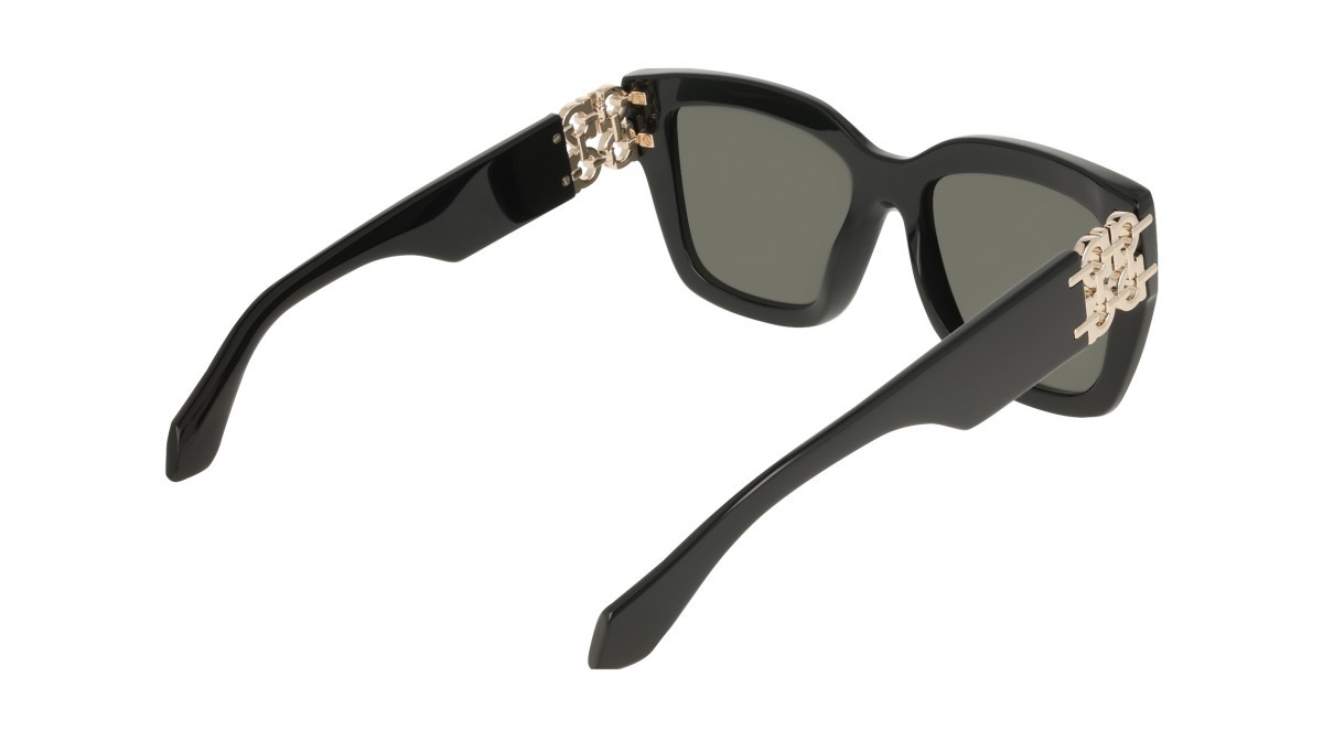 Sunglasses Salvatore Ferragamo SF2083SE (001) color black shape rectangle lenses solid grey