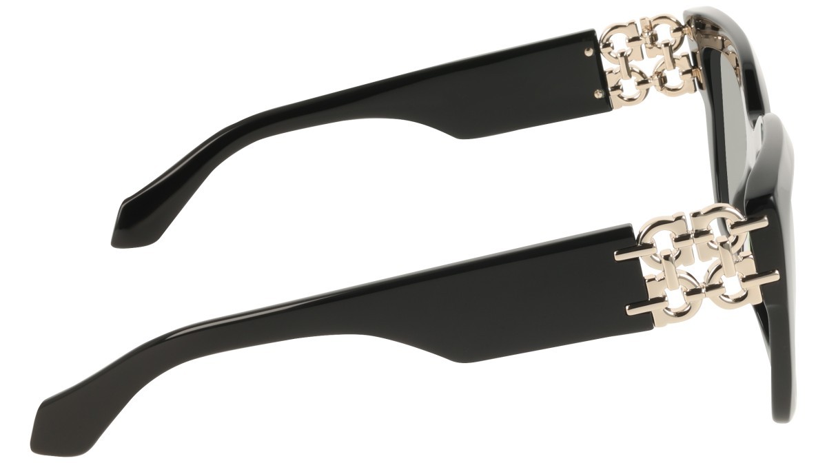 Sunglasses Salvatore Ferragamo SF2083SE (001) color black shape rectangle lenses solid grey