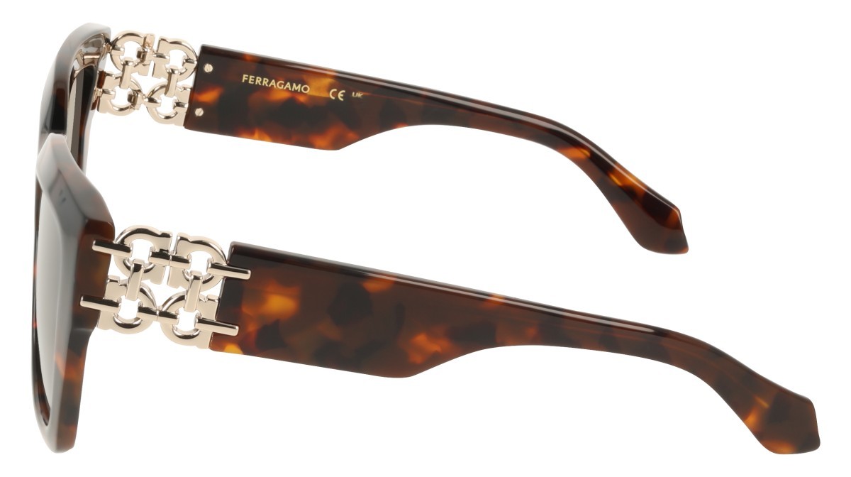 Sunglasses Salvatore Ferragamo SF2083SE (219) color brown tortoise shape rectangle lenses solid khaki