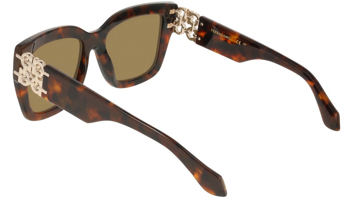 Sunglasses Salvatore Ferragamo SF2083SE (219) color brown tortoise shape rectangle lenses solid khaki
