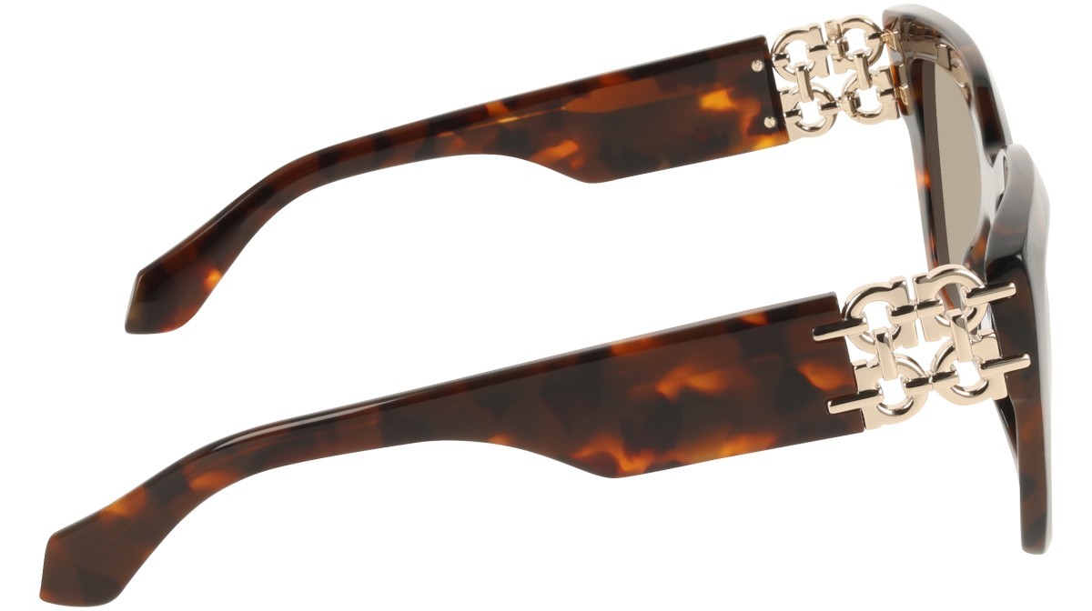 Sunglasses Salvatore Ferragamo SF2083SE (219) color brown tortoise shape rectangle lenses solid khaki