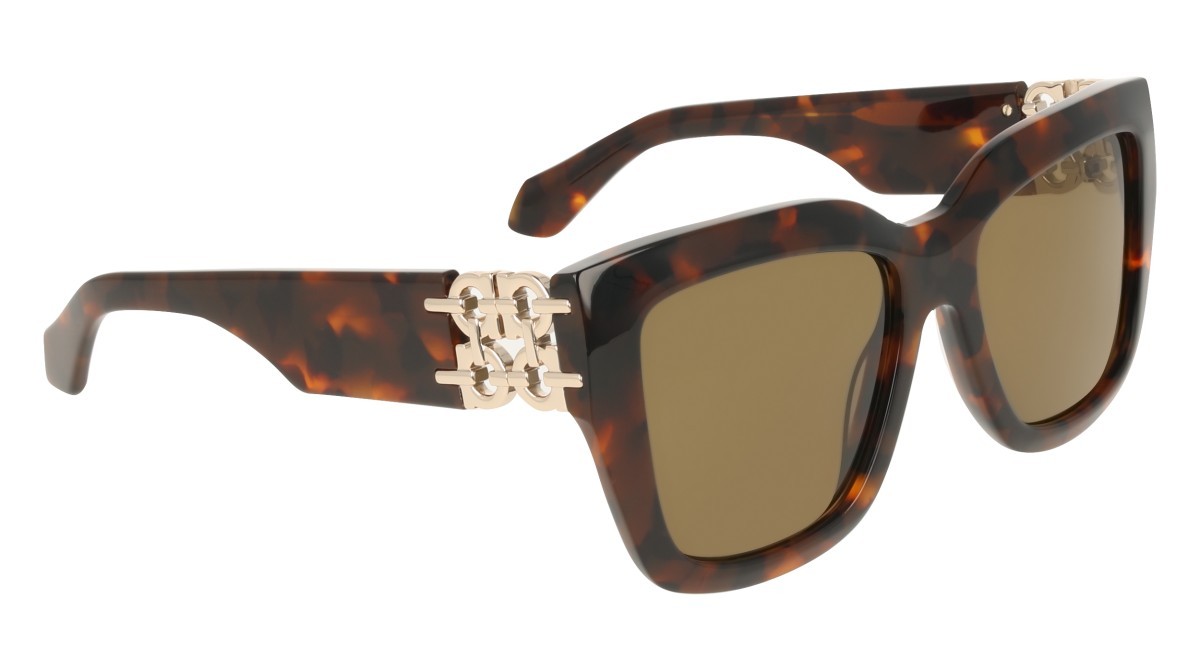 Sunglasses Salvatore Ferragamo SF2083SE (219) color brown tortoise shape rectangle lenses solid khaki