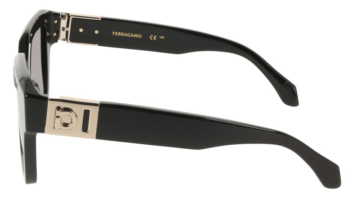 Sunglasses Salvatore Ferragamo SF2084S (001) color black shape rectangle lenses solid grey