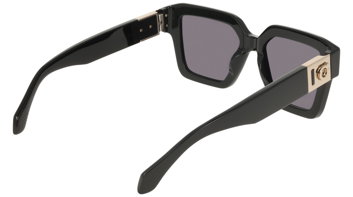 Sunglasses Salvatore Ferragamo SF2084S (001) color black shape rectangle lenses solid grey