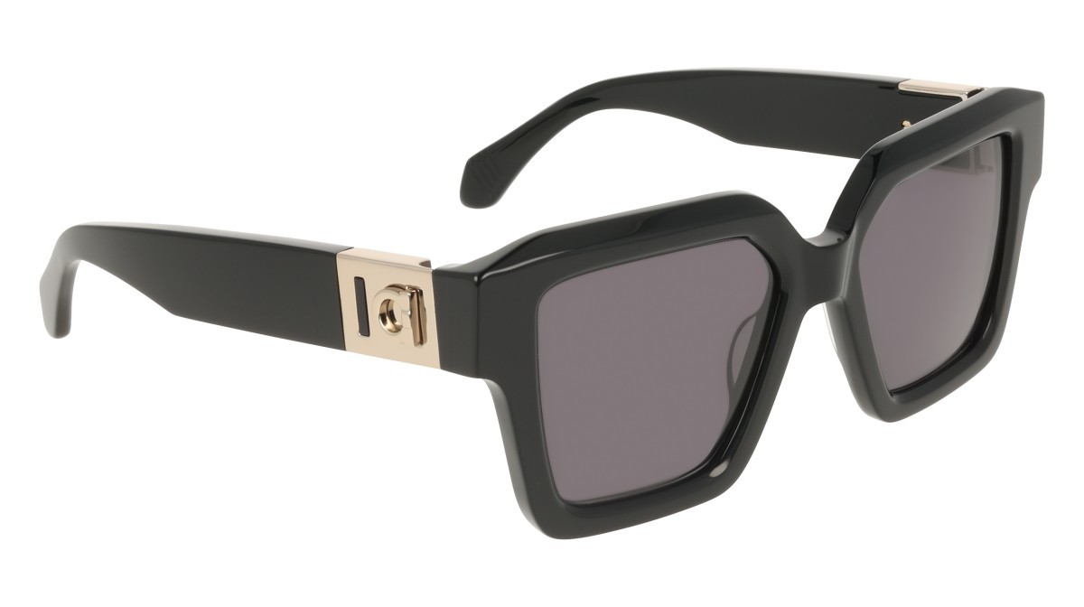 Sunglasses Salvatore Ferragamo SF2084S (001) color black shape rectangle lenses solid grey