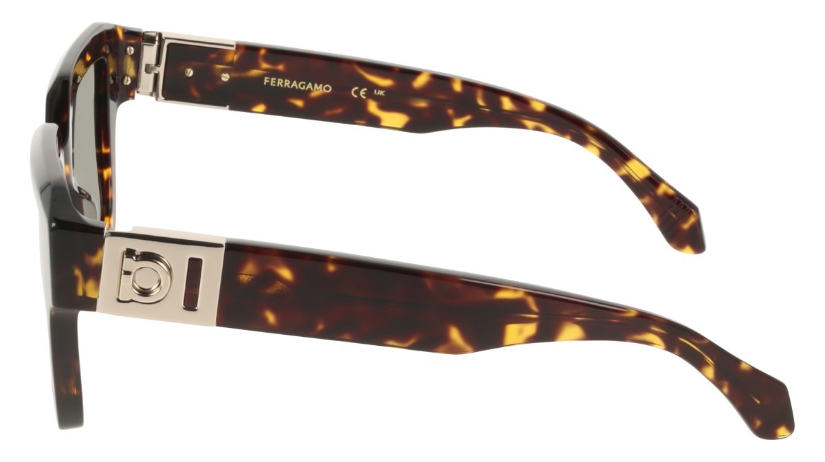 Sunglasses Salvatore Ferragamo SF2084S (242) color dark tortoise shape rectangle lenses solid green