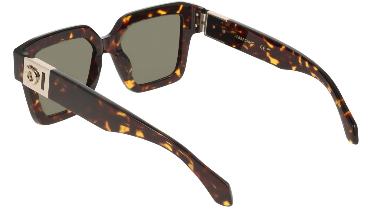 Sunglasses Salvatore Ferragamo SF2084S (242) color dark tortoise shape rectangle lenses solid green