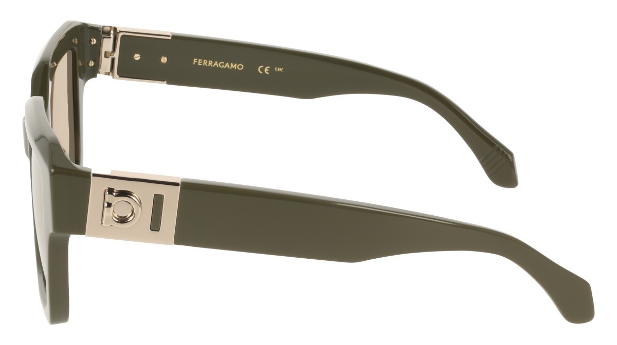 Sunglasses Salvatore Ferragamo SF2084S (320) color khaki shape rectangle lenses solid brown