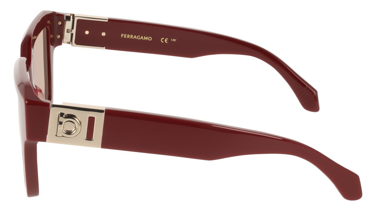 Sunglasses Salvatore Ferragamo SF2084S (606) color burgundy shape rectangle lenses solid brown