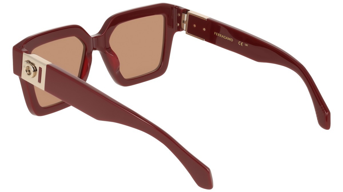 Sunglasses Salvatore Ferragamo SF2084S (606) color burgundy shape rectangle lenses solid brown