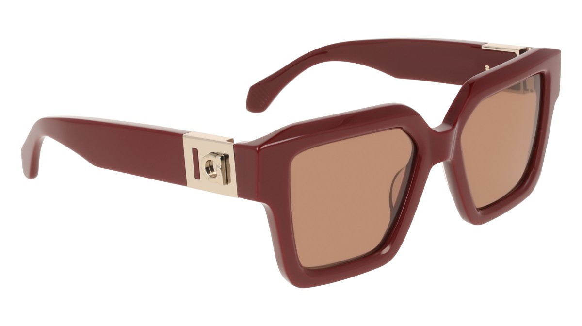 Sunglasses Salvatore Ferragamo SF2084S (606) color burgundy shape rectangle lenses solid brown