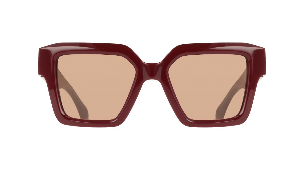Sunglasses Salvatore Ferragamo SF2084S (606) color burgundy shape rectangle lenses solid brown