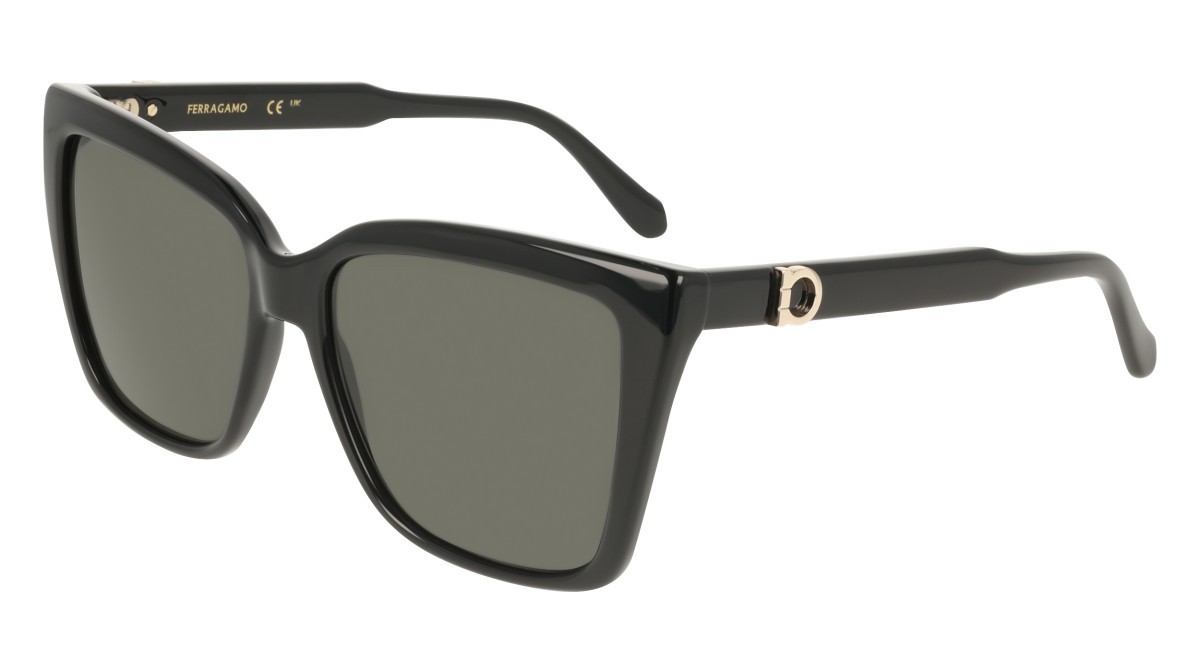 Sunglasses Salvatore Ferragamo SF2085SE (001) color black shape rectangle lenses solid grey
