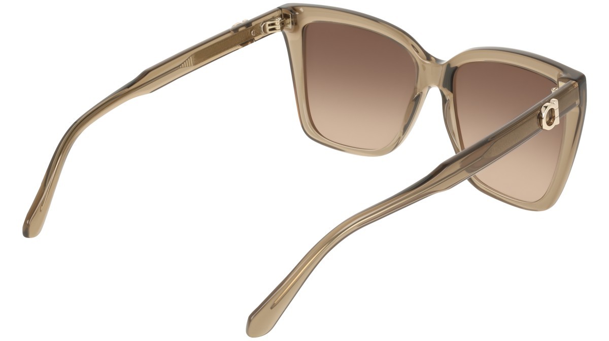 Sunglasses Salvatore Ferragamo SF2085SE (232) color transparent brown shape rectangle lenses gradient brown