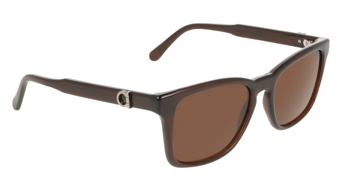 Sunglasses Salvatore Ferragamo SF2086SE (232) color transparent brown shape rectangle lenses solid brown