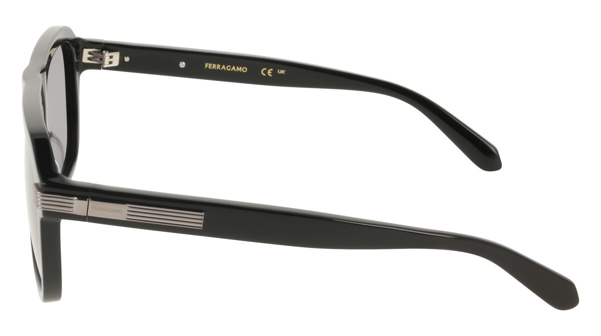 Sunglasses Salvatore Ferragamo SF2087S (001) color black shape rectangle lenses solid grey