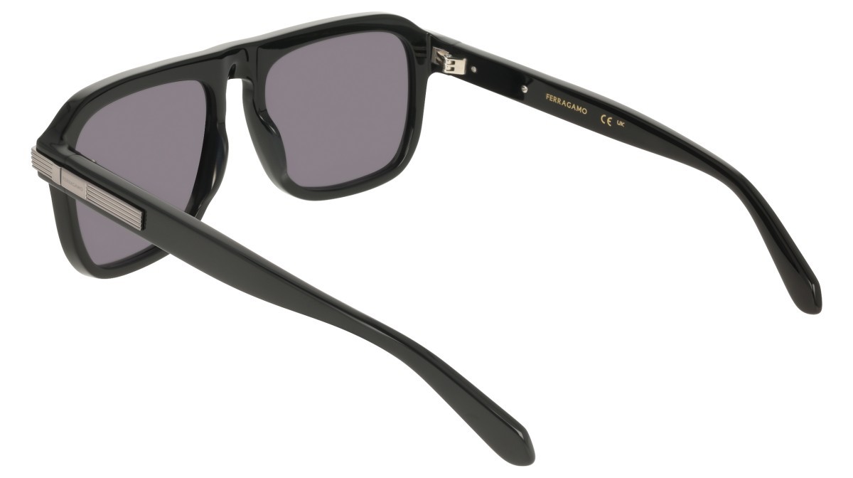 Sunglasses Salvatore Ferragamo SF2087S (001) color black shape rectangle lenses solid grey
