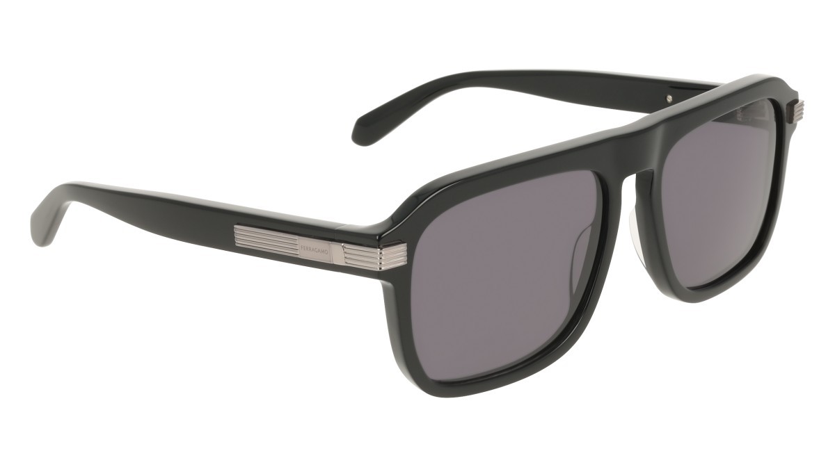 Sunglasses Salvatore Ferragamo SF2087S (001) color black shape rectangle lenses solid grey