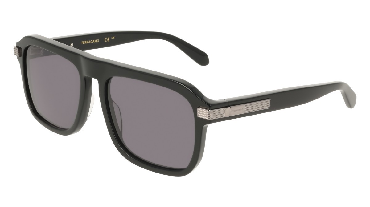Sunglasses Salvatore Ferragamo SF2087S (001) color black shape rectangle lenses solid grey