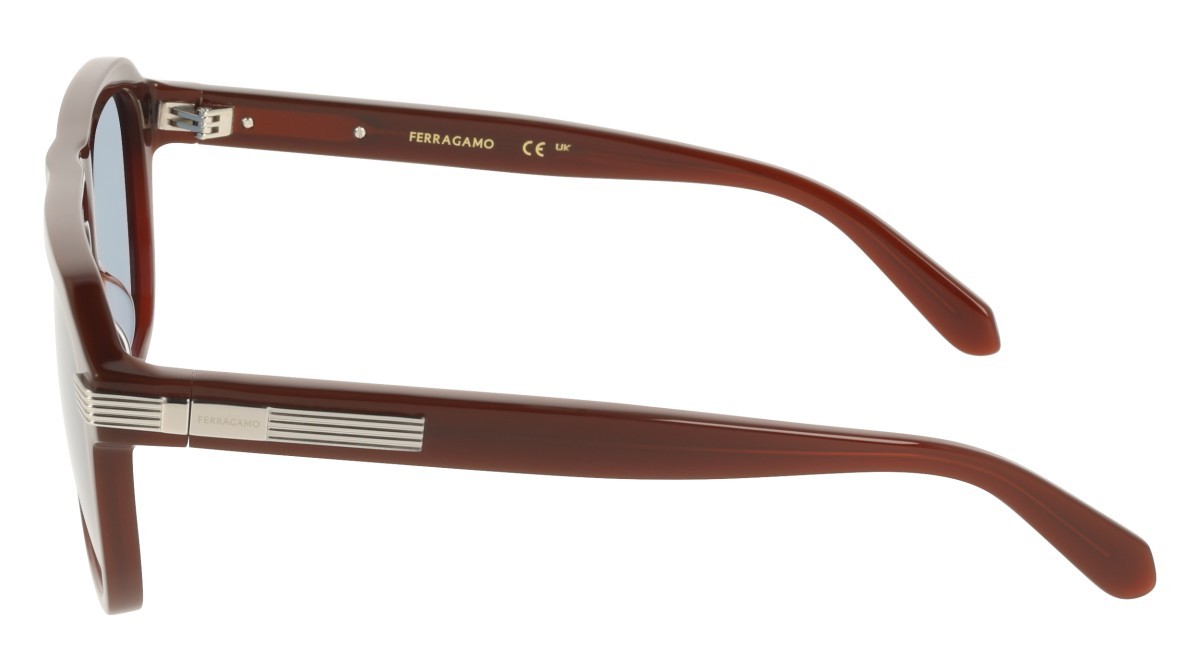 Sunglasses Salvatore Ferragamo SF2087S (210) color dark brown shape rectangle lenses solid azure