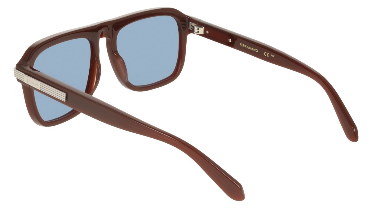 Sunglasses Salvatore Ferragamo SF2087S (210) color dark brown shape rectangle lenses solid azure