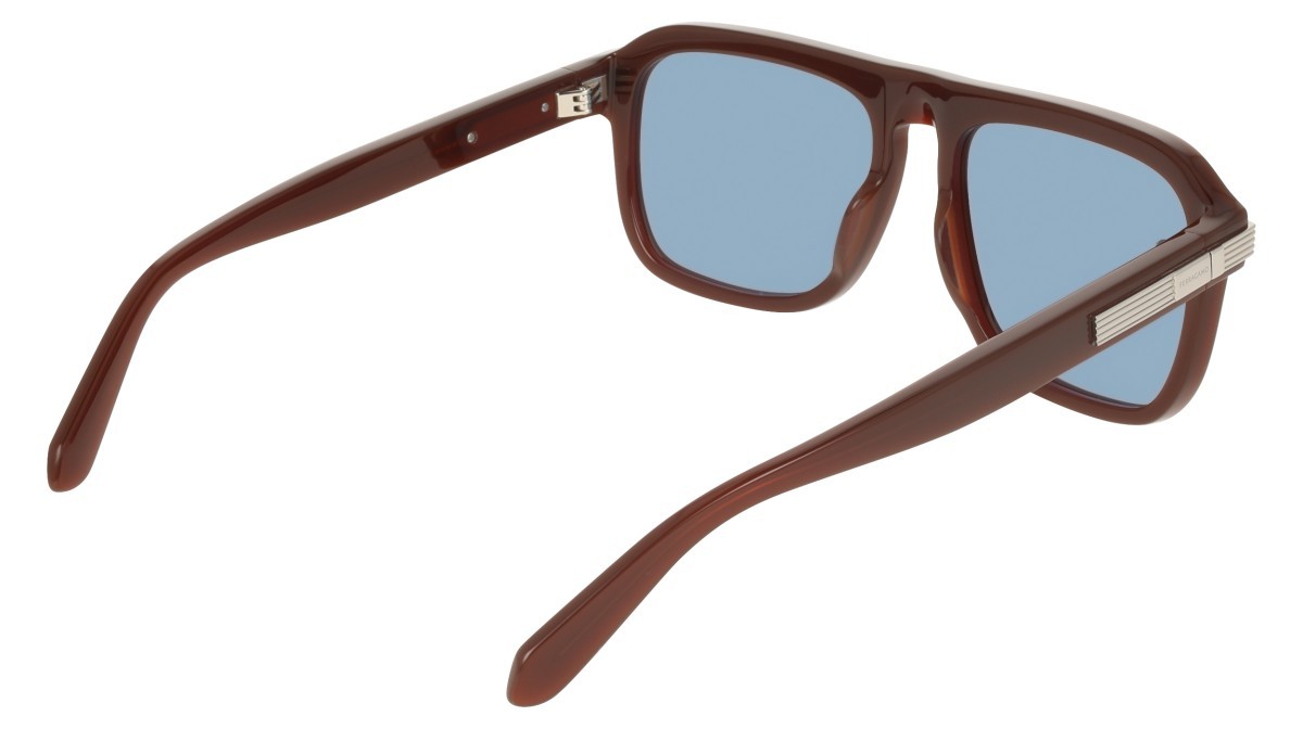 Sunglasses Salvatore Ferragamo SF2087S (210) color dark brown shape rectangle lenses solid azure