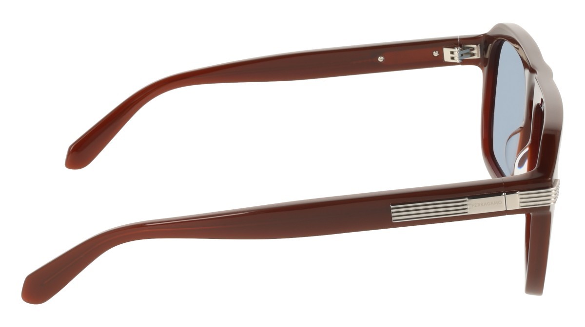 Sunglasses Salvatore Ferragamo SF2087S (210) color dark brown shape rectangle lenses solid azure