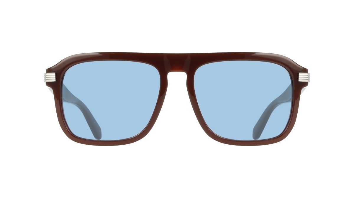 Sunglasses Salvatore Ferragamo SF2087S (210) color dark brown shape rectangle lenses solid azure