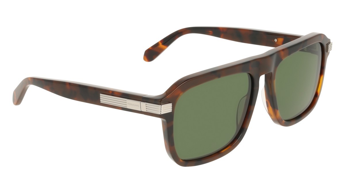 Sunglasses Salvatore Ferragamo SF2087S (240) color tortoise shape rectangle lenses solid green