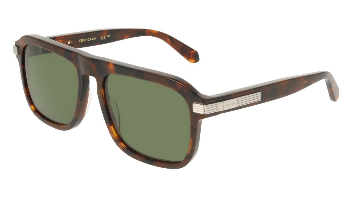 Sunglasses Salvatore Ferragamo SF2087S (240) color tortoise shape rectangle lenses solid green