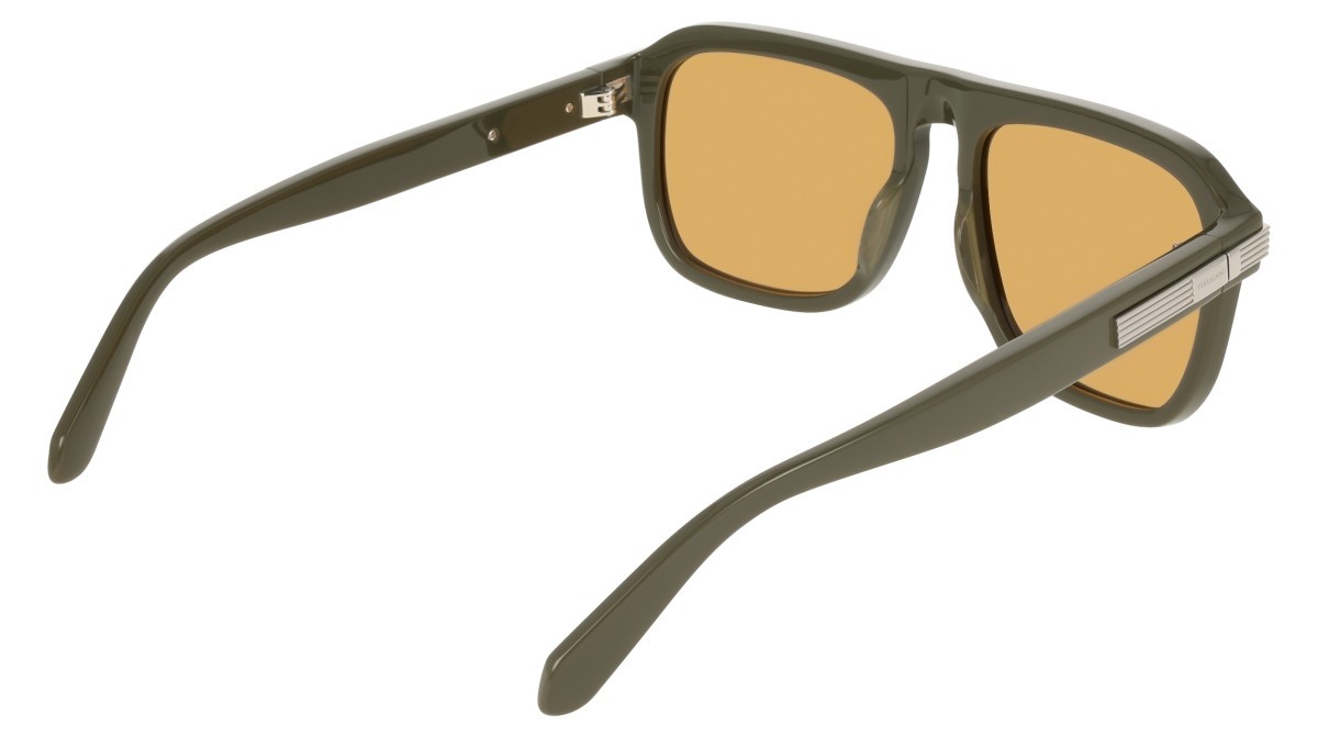 Occhiali da sole Salvatore Ferragamo SF2087S (320) colore khaki forma rettangolare lenti solid ochre