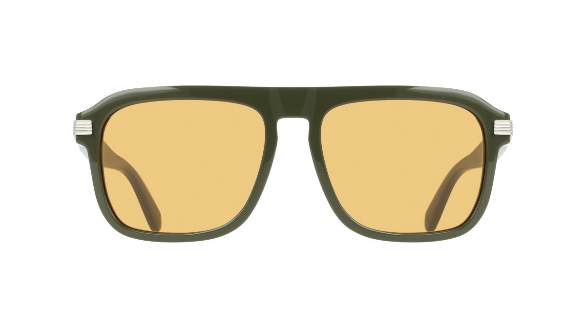Occhiali da sole Salvatore Ferragamo SF2087S (320) colore khaki forma rettangolare lenti solid ochre
