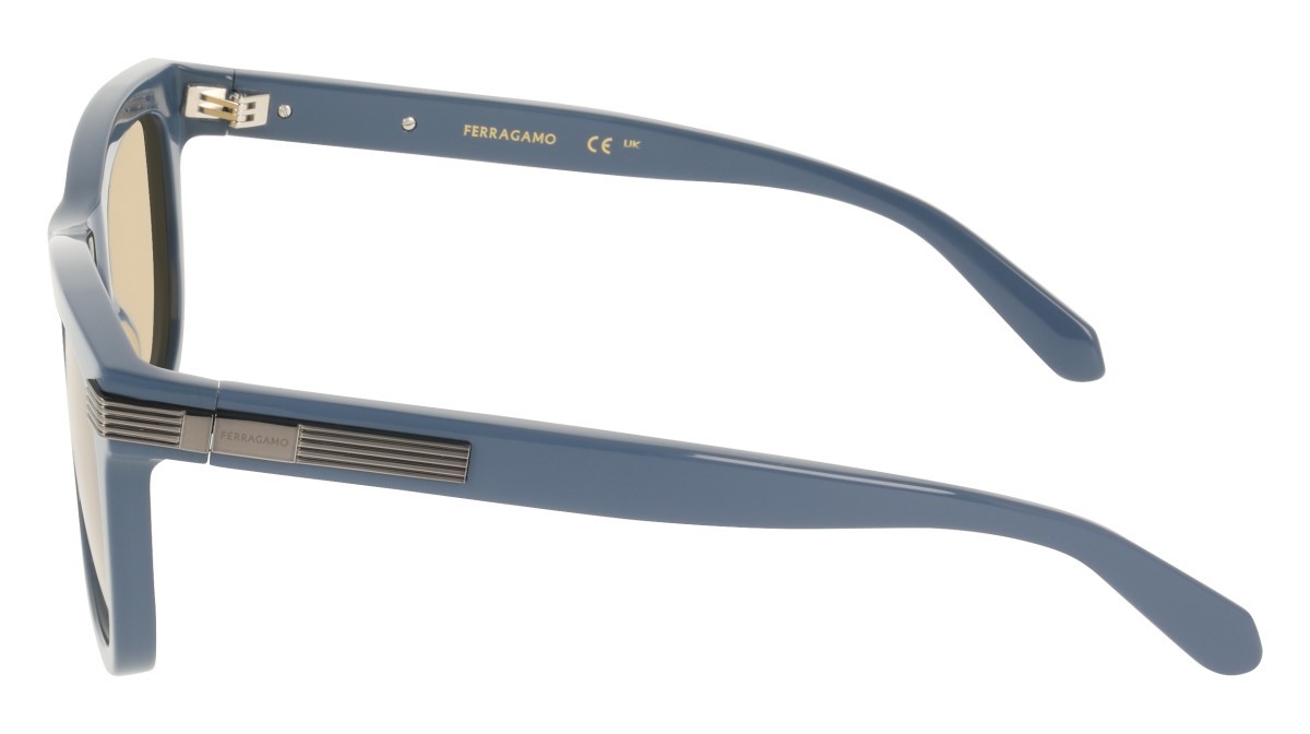 Sunglasses Salvatore Ferragamo SF2088S (414) color blue shape rectangle lenses solid dark yellow