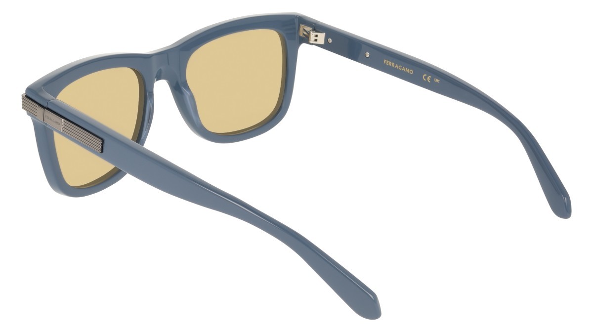 Sunglasses Salvatore Ferragamo SF2088S (414) color blue shape rectangle lenses solid dark yellow