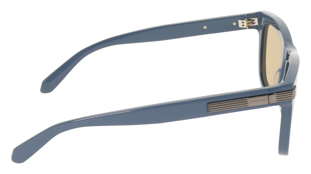 Sunglasses Salvatore Ferragamo SF2088S (414) color blue shape rectangle lenses solid dark yellow