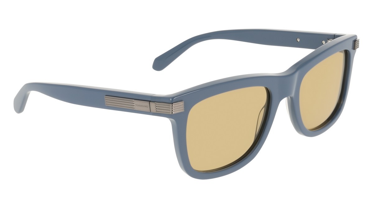 Sunglasses Salvatore Ferragamo SF2088S (414) color blue shape rectangle lenses solid dark yellow