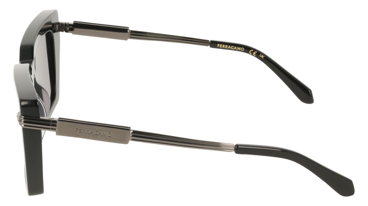 Sunglasses Salvatore Ferragamo SF2089S (001) color black shape rectangle lenses solid grey