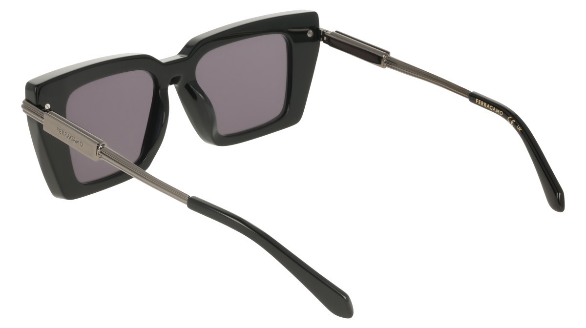 Sunglasses Salvatore Ferragamo SF2089S (001) color black shape rectangle lenses solid grey