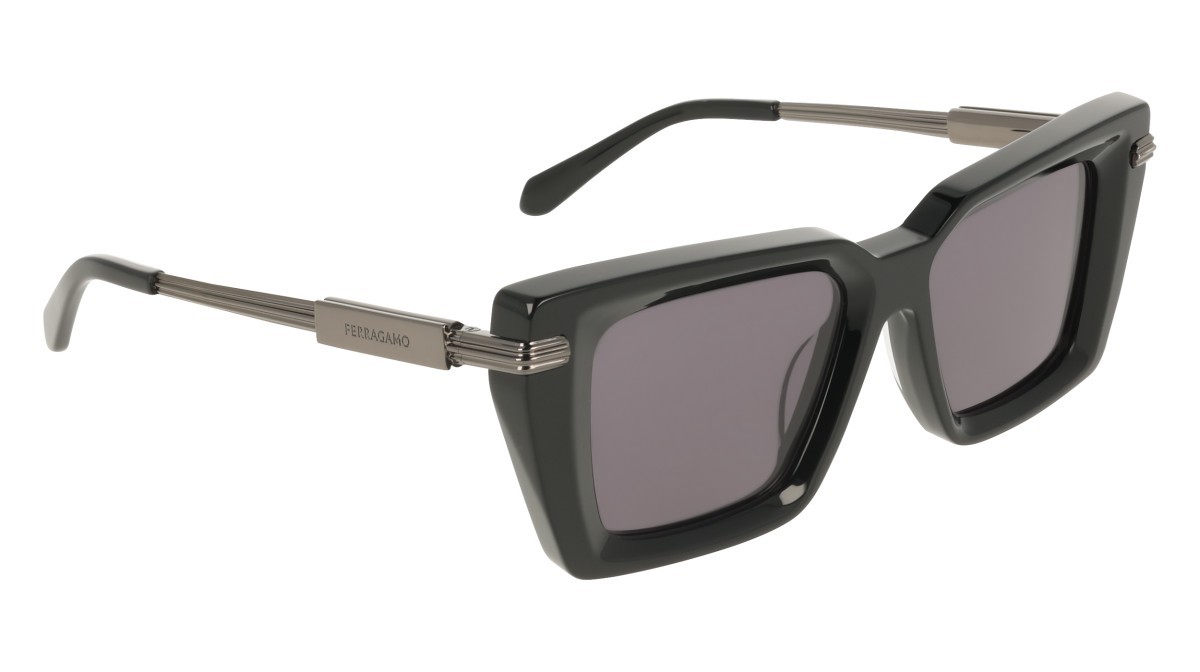 Sunglasses Salvatore Ferragamo SF2089S (001) color black shape rectangle lenses solid grey