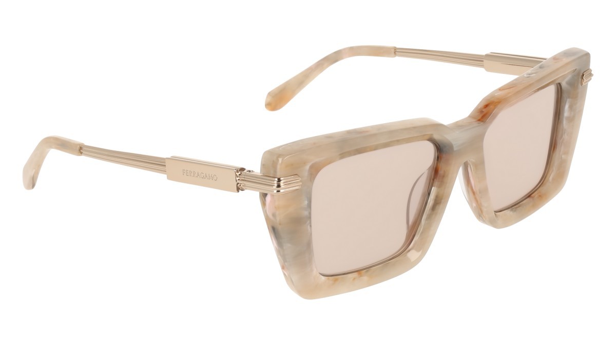 Sunglasses Salvatore Ferragamo SF2089S (026) color marble shape rectangle lenses solid nude